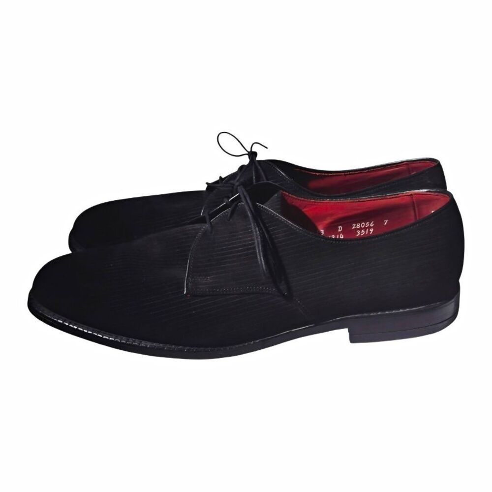 Allen Edmonds Black Striped Square Toe Derby Dress Shoes Lace Up 13 D